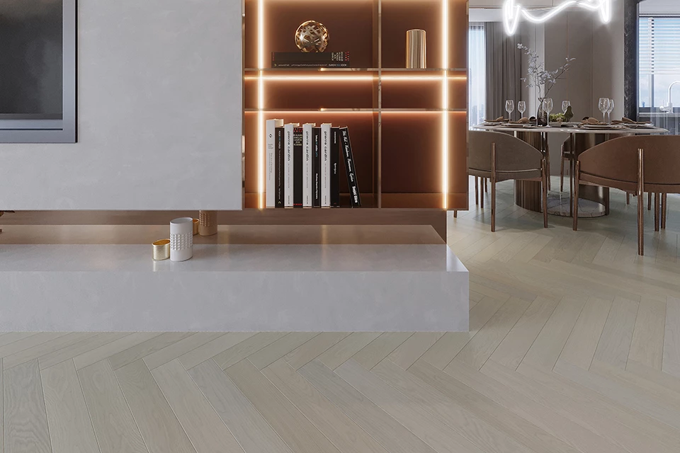 Natural Engineered Flooring Oak Herringbone Vienna Brushed Uv Lacquered 14/4mm By 125mm By 450mm 6 Natural Engineered Flooring Oak Herringbone Vienna Brushed Uv Lacquered 14/4mm By 125mm By 450mm - Image 4