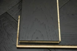 Rustic Engineered Flooring Oak Herringbone Jet Black Brushed UV Lacquered 14/3mm By 125mm By 600mm -Wood Sales Store img 1259