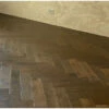 Natural Engineered Flooring Oak Click Herringbone Nero Light Brushed Uv Lacquered 12/3mm By 120mm By 600mm