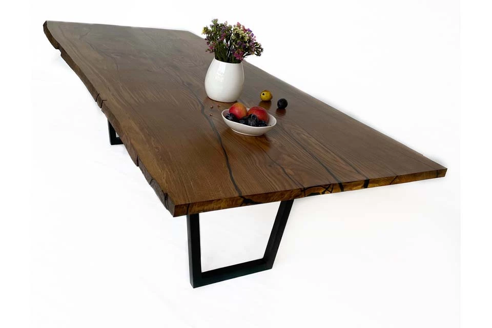 European Oak Dining Room Table Top LiVe Edge UV Lacquered (with Resin) 35mm By 1020mm By 1520mm 4 European Oak Dining Room Table Top LiVe Edge UV Lacquered (with Resin) 35mm By 1020mm By 1520mm - Image 2