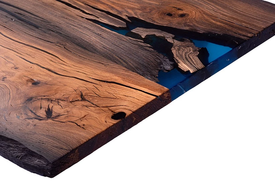 Bog Oak Dining Room Table Top Live Edge Hardwax Oiled (with Resin) 35mm By 930mm By 2100mm 4 Bog Oak Dining Room Table Top Live Edge Hardwax Oiled (with Resin) 35mm By 930mm By 2100mm - Image 2