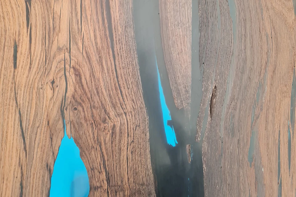 Bog Oak Dining Room Table Top Live Edge Hardwax Oiled (with Resin) 35mm By 940mm By 2540mm 7 Bog Oak Dining Room Table Top Live Edge Hardwax Oiled (with Resin) 35mm By 940mm By 2540mm - Image 5