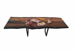 Bog Oak Dining Room Table Top Live Edge Hardwax Oiled (with Resin) 35mm By 940mm By 2540mm
