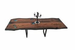 Bog Oak Dining Room Table Top Live Edge Hardwax Oiled (with Resin) 35mm By 980mm By 2560mm