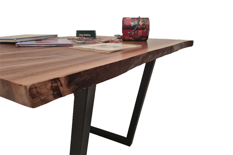 European Walnut Dining Room Table Top LiVe Edge UV Lacquered (with Resin) 37mm By 770mm By 980mm 4 European Walnut Dining Room Table Top LiVe Edge UV Lacquered (with Resin) 37mm By 770mm By 980mm - Image 2