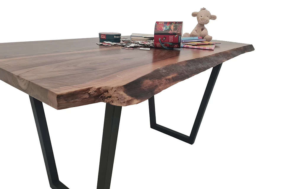 European Walnut Dining Room Table Top LiVe Edge UV Lacquered (with Resin) 35mm By 850mm By 1470mm 4 European Walnut Dining Room Table Top LiVe Edge UV Lacquered (with Resin) 35mm By 850mm By 1470mm - Image 2