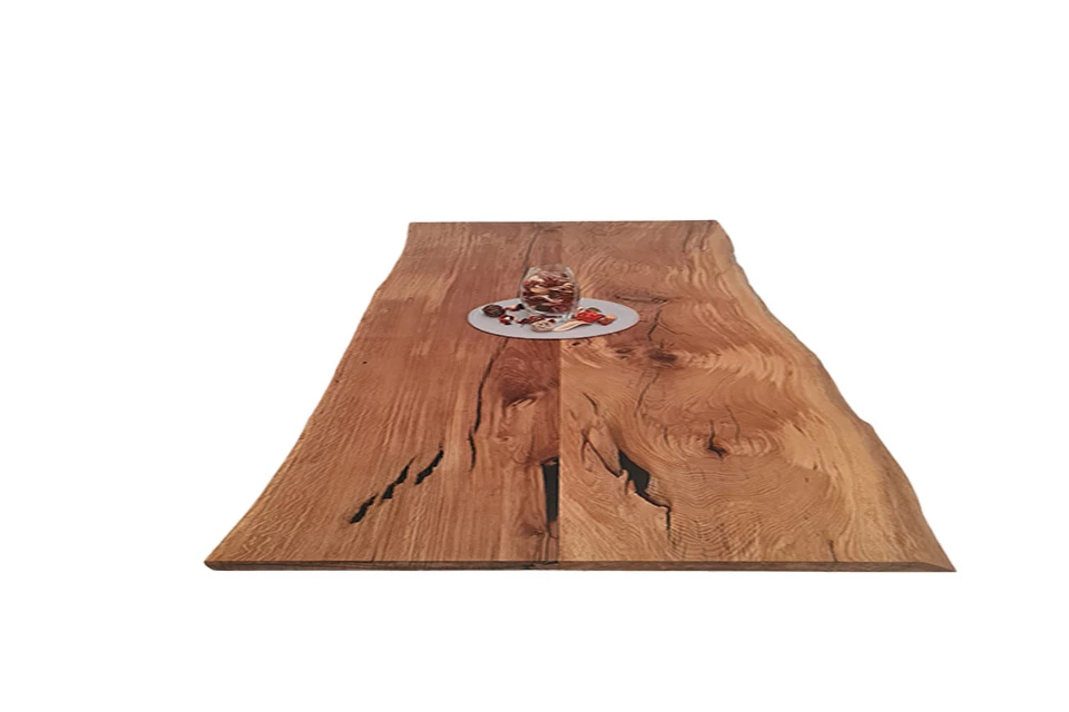 European Oak Dining Room Table Top LiVe Edge UV Lacquered (with Resin) 43mm By 1000mm By 2580mm 4 European Oak Dining Room Table Top LiVe Edge UV Lacquered (with Resin) 43mm By 1000mm By 2580mm - Image 2