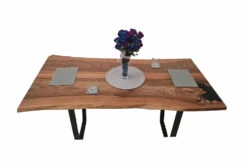 European Walnut Dining Room Table Top LiVe Edge UV Lacquered (with Resin) 30mm By 840mm By 1650mm -Wood Sales Store tb094 3